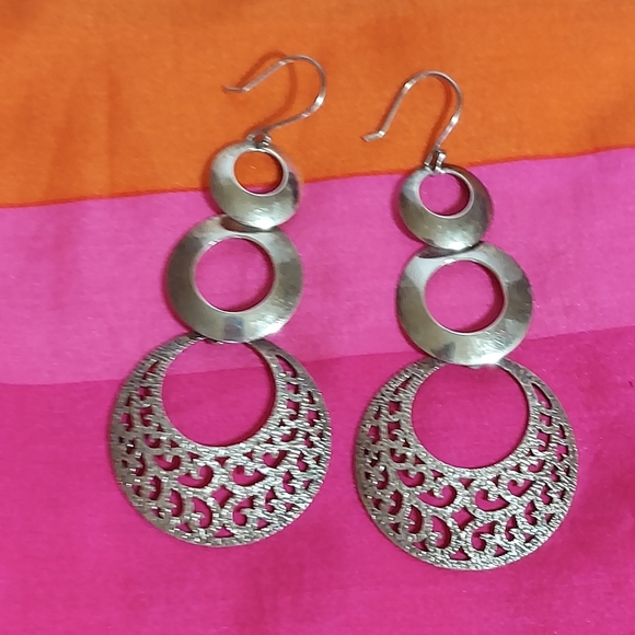 Vintage Sterling Silver Filigree Cascade Earrings - Picture 3 of 14